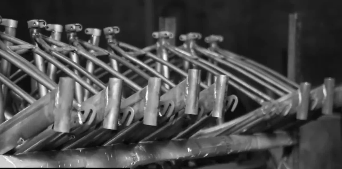 Bicycle frames in the Hi-Bird factory film